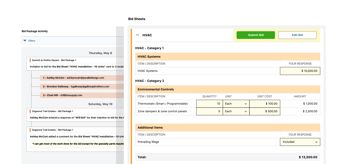 Construction Bid Tracking
