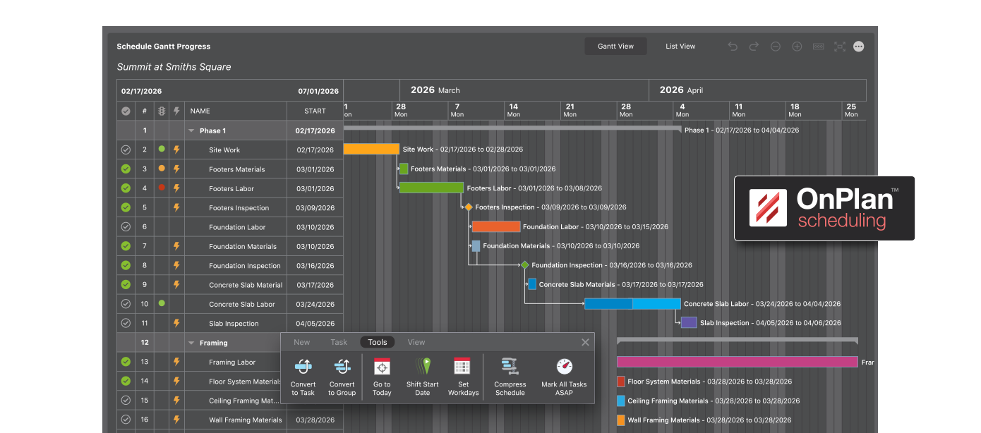ConstructionOnline OnPlan Scheduling