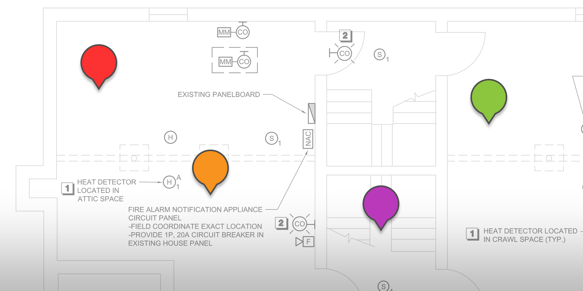 New Color-Coded Pins for Construction Drawings in Redline Planroom for ConstructionOnline